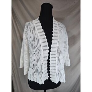 Serengeti Scalloped Carnigan Womens Top Size XL White